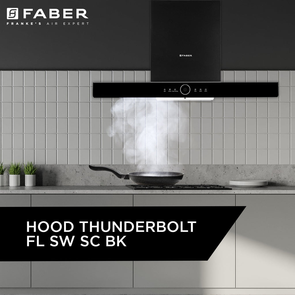 Black Striaght Glass Kitchen Chimney
