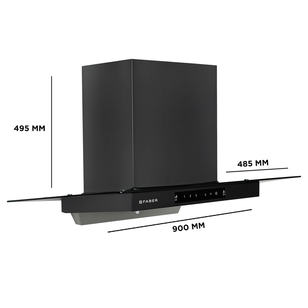 Faber Faber Hood Mercury Pro HC SC FL BK 90cm Kitchen Chimney