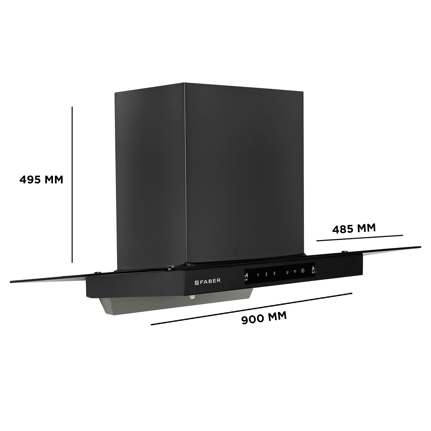 Faber Faber Hood Mercury Pro HC SC FL BK 90cm Kitchen Chimney